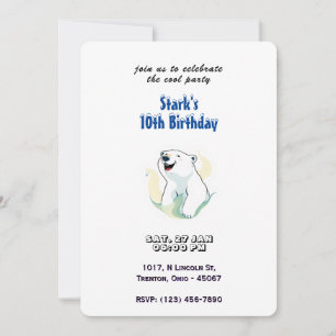 Happy Polar Bear Birthday Personalized Invitation