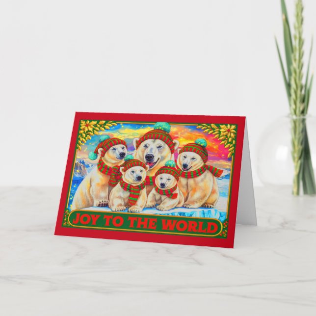 Happy Polar Bears Folded Christmas Card (Front)