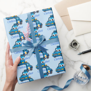 Happy Police Car, Personalized Toddler  Wrapping Paper