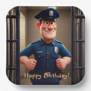 Happy Policeman Birthday Paper Plate