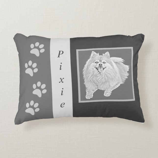 Happy Pomeranian Personalizable Accent Pillow (Front)