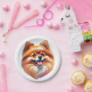 Happy Pomerian Dog Pet  Wham-O Frisbee Paper Plate