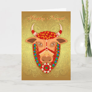 Happy Pongal, with Golden effect background Card