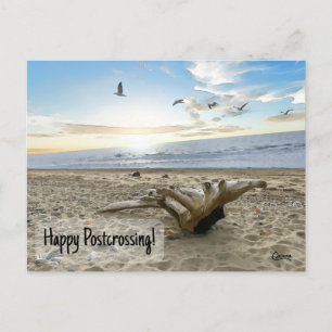 Happy Postcrossing Beach - Postcard