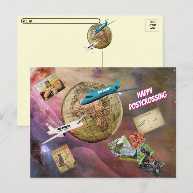 Happy Postcrossing - Mail Around The World  Postcard (Front/Back)