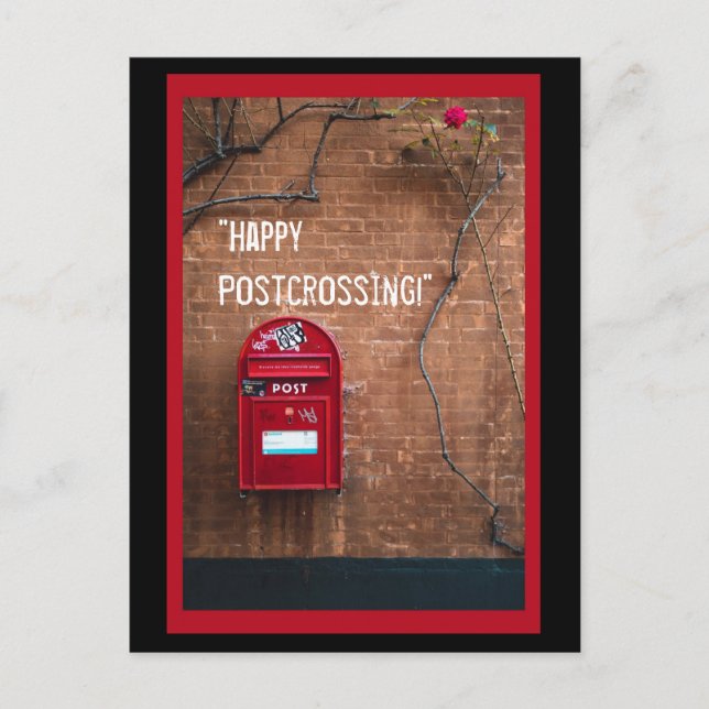 Happy Postcrossing Red Mailbox Postcard (Front)