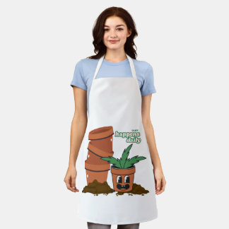 Happy Pot & Soil Garden Humor Dirt Happens Pun Apron