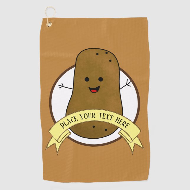 Happy Potato Personalized Golf Towel (Front)
