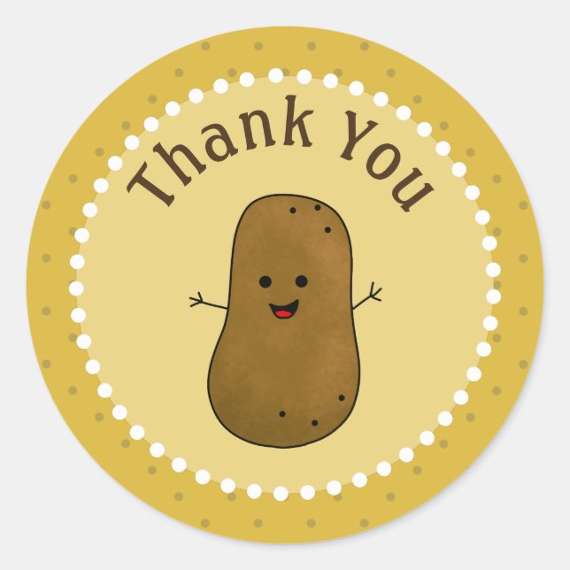 Happy Potato Thank You Classic Round Sticker (Front)