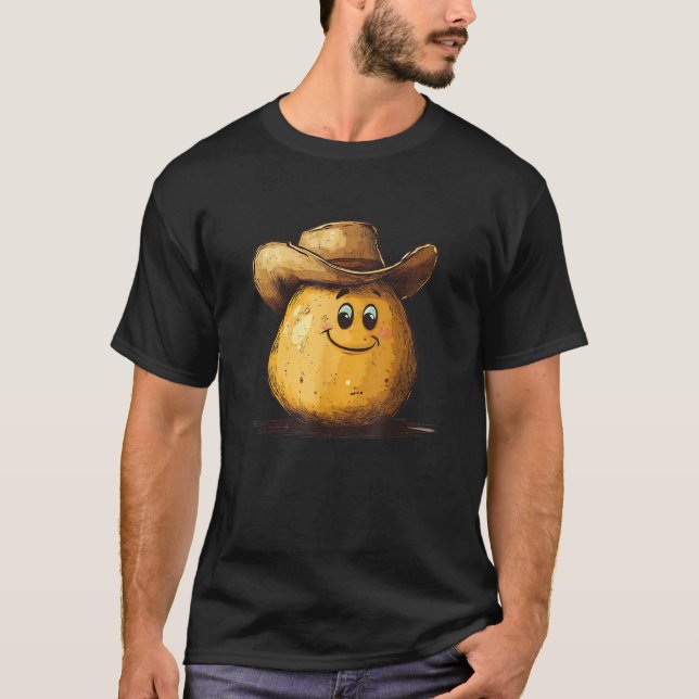 Happy Potato with Cowboy Hat Costume  T-Shirt (Front)