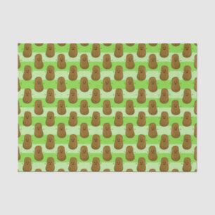 Happy Potatoes On A Green Striped Background Tissue Paper
