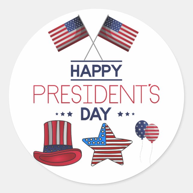 Happy President's Day  Classic Round Sticker (Front)