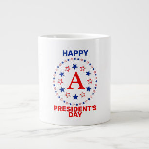 Happy President's day custom monogram Large Coffee Mug