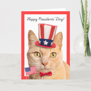 Happy Presidents Day For Anyone Cute Orange Cat Holiday Card