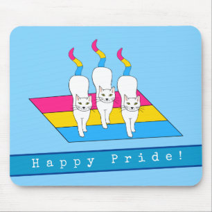 Happy Pride Cats With Pansexual Flag Mouse Pad