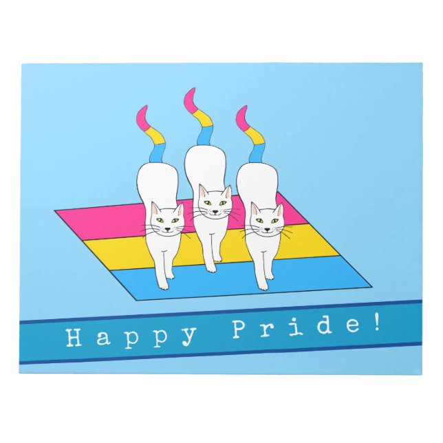 Happy Pride Cats With Pansexual Flag Notepad (Front)