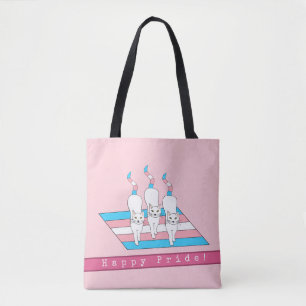 Happy Pride Cats With Transgender Flag Tote Bag