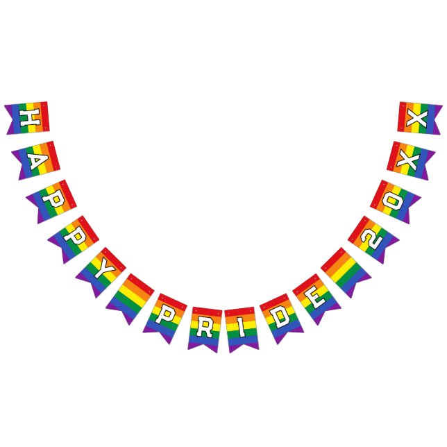 Happy Pride Custom Year Gay Pride LGBT Rainbow Bunting Flags (All)