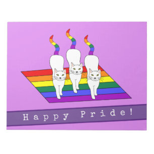 Happy Pride LGBT Cats With Rainbow Flag Notepad
