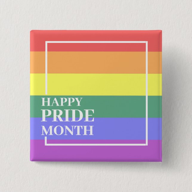 Happy Pride Month 2 Inch Square Button (Front)