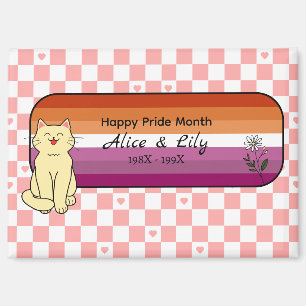 Happy Pride Month Cute Cat Sunset Lesbian Flag Magnet