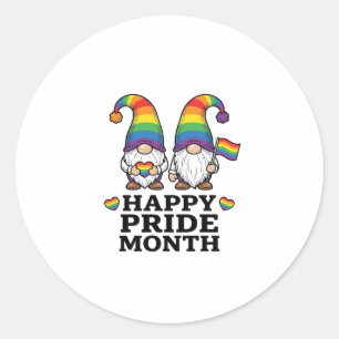 Happy Pride Month Gnome Vintage Rainbow Shirt_1 Classic Round Sticker