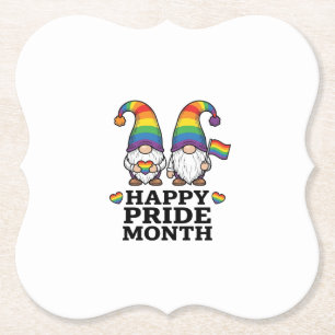 Happy Pride Month Gnome Vintage Rainbow Shirt_1 Paper Coaster