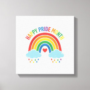 Happy Pride Month Rainbow Vintage Engraving Design Canvas Print