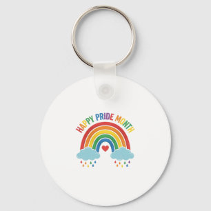 Happy Pride Month Rainbow Vintage Engraving Design Keychain