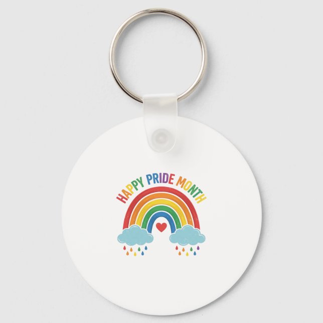 Happy Pride Month Rainbow Vintage Engraving Design Keychain (Front)