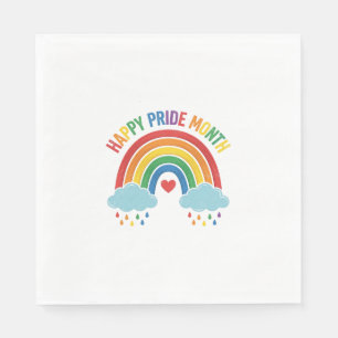 Happy Pride Month Rainbow Vintage Engraving Design Napkin
