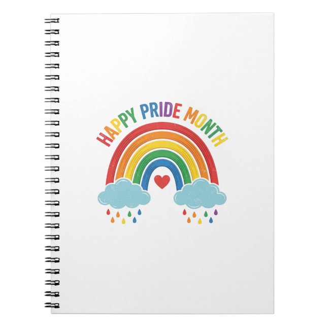 Happy Pride Month Rainbow Vintage Engraving Design Notebook (Front)