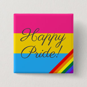 Happy Pride Pansexual Flag 2 Inch Square Button