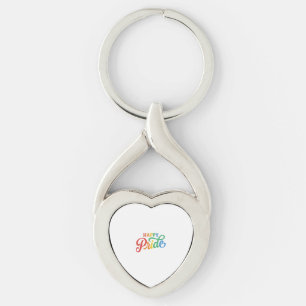 Happy Pride Vintage Rainbow Typography Shirt_1 Keychain