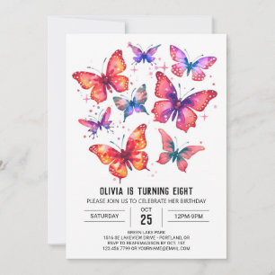 Happy Printable Butterfly Girl Birthday Invitation