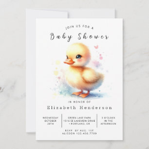 Happy Printable Duck Baby Shower  Invitation