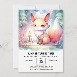 Happy Printable Fox Birthday digital Invitation