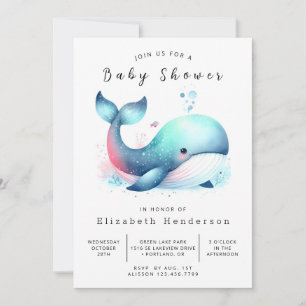 Happy Printable Whale Baby Shower Invitation