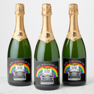 Happy Publication Day Personalized LBGTQ Sparkling Wine Label