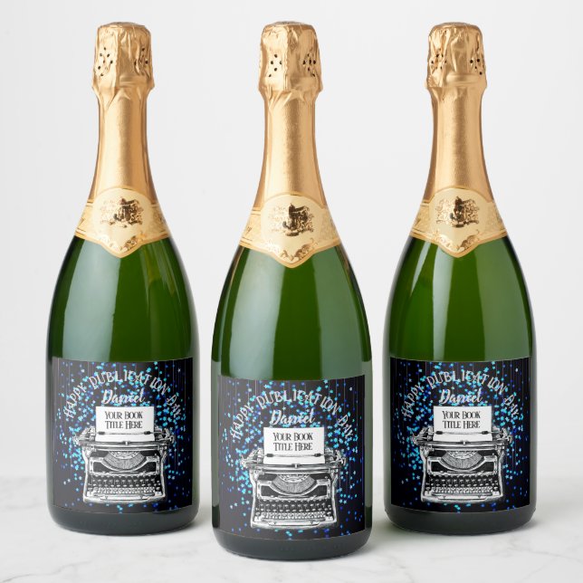 Happy Publication Day Personalized Starry 2 Sparkling Wine Label (Bottles)