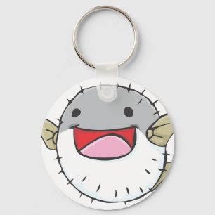 Happy Pufferfish Cartoon Keychain