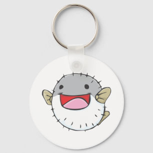 Happy Pufferfish Cartoon Keychain