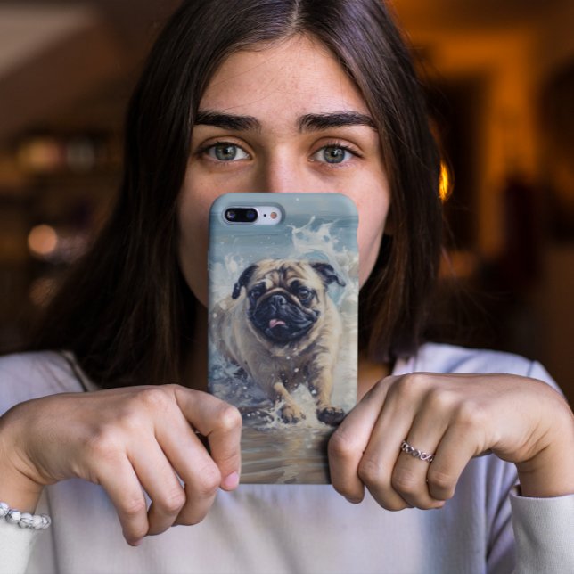 Happy Pug  at the Beach Case-Mate iPhone Case (Creator Uploaded)