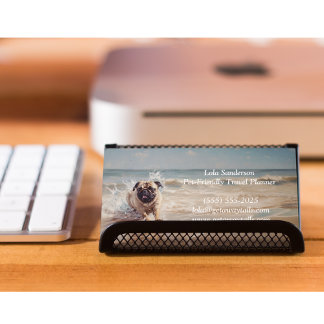 Happy Pug at the Beach customizable Business Card