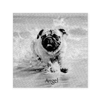 Happy Pug at the Beach customizable Self-inking Stamp