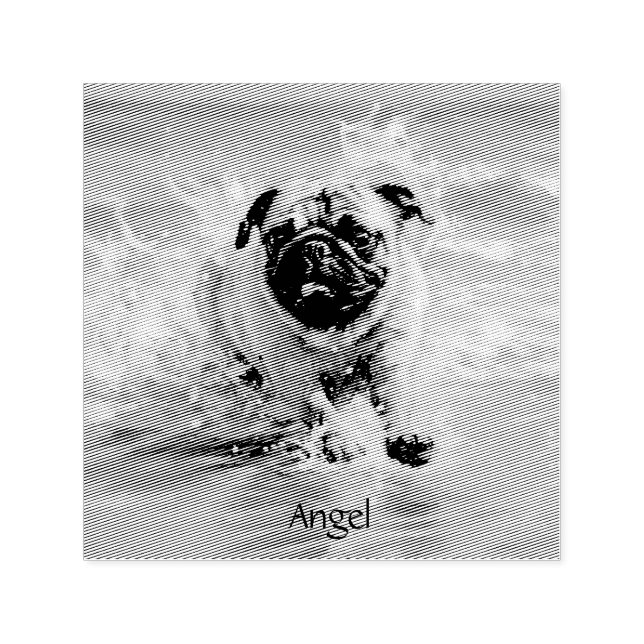 Happy Pug  at the Beach customizable Self-inking Stamp (Design)