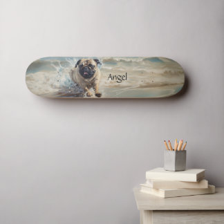 Happy Pug at the Beach customizable Skateboard