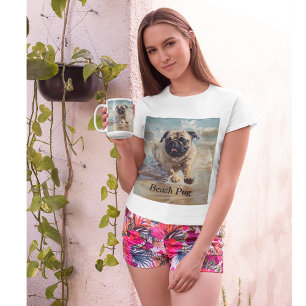 Happy Pug at the Beach customizable T-Shirt