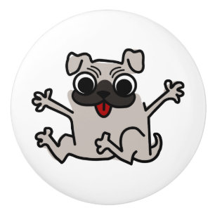 Happy Pug Ceramic Knob