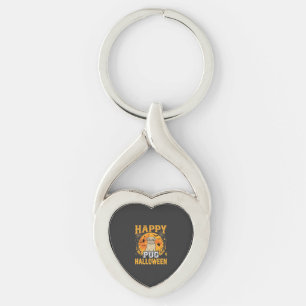 Happy Pug Halloween Spooky Dog Design_1 Keychain